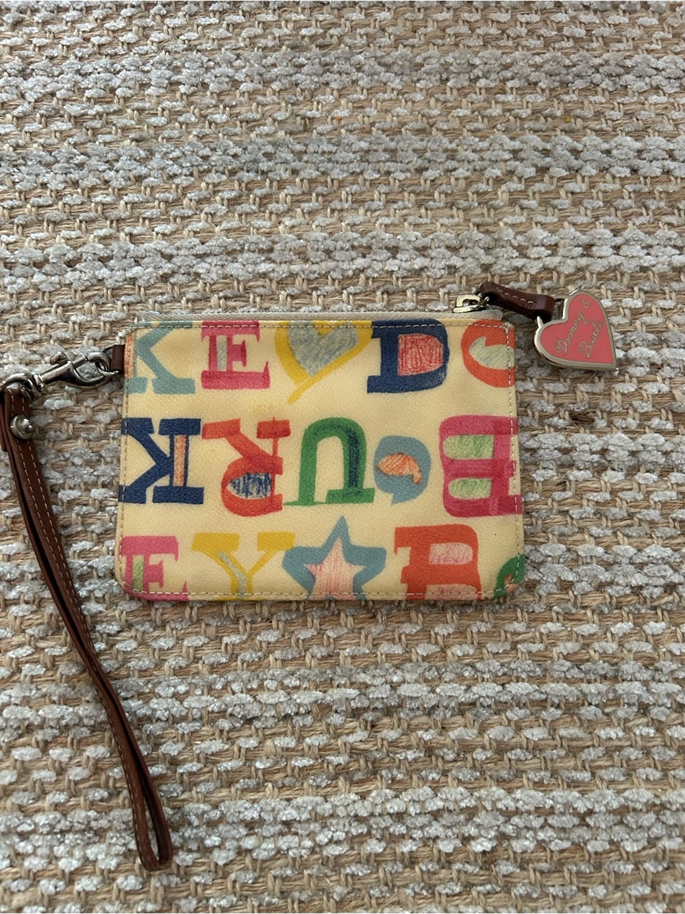 Dooney & Bourke Multicolor Alphabet Wristlet with Heart Charm